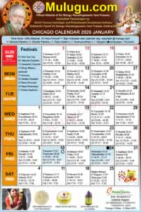 Chicago (USA) Telugu Calendar 2020 January with Tithi, Nakshatram, Durmuhurtham Timings, Varjyam Timings and Rahukalam (Samayam's)Timings